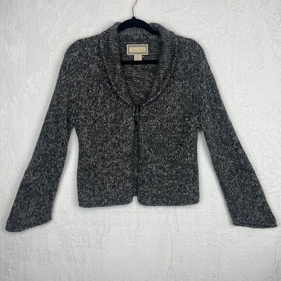 Mira Flores Y2K Cardigan Gray Size S One Button Long Sleeve Pure Alpaca Womens - Picture 1 of 12